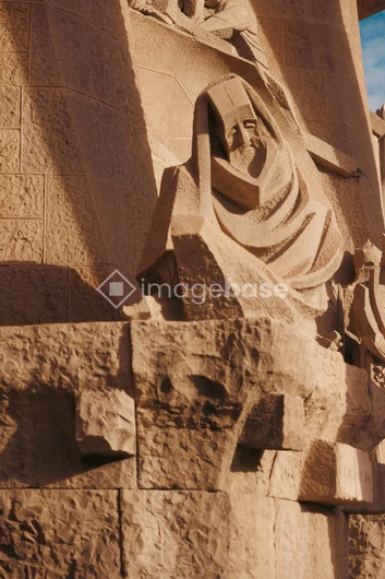 Stone Sculpture with Dramatic Shadows