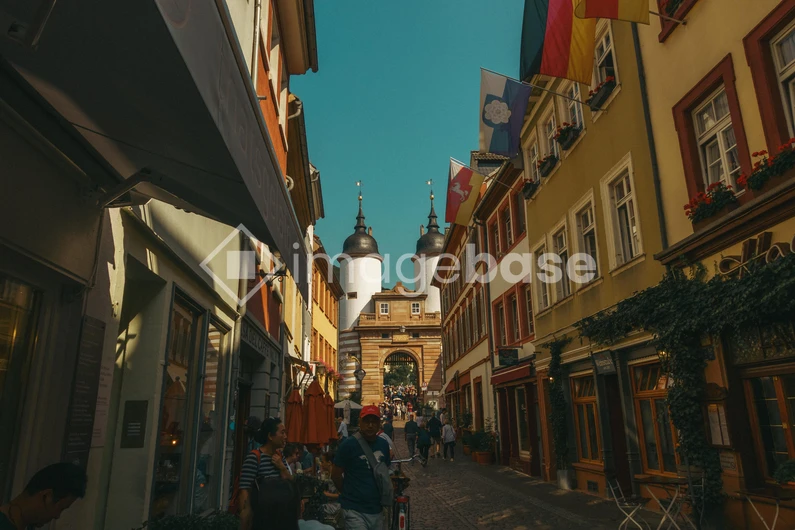 Charming European Street with Archway