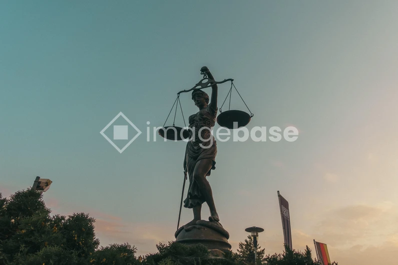 Statue of Justice at Dusk