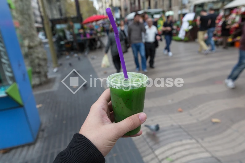 Green Smoothie on a Busy Street
