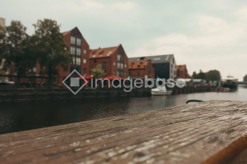 Canal-Side View with Rustic Buildings