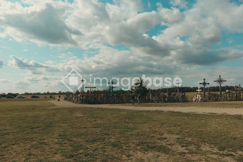 Scenic Countryside with Crosses