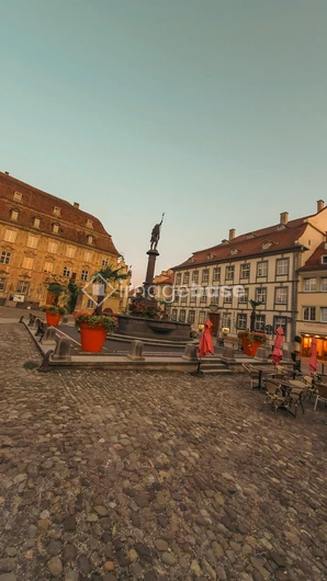 Charming Town Square at Dusk