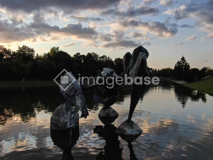 Sculptures at Sunset Reflection