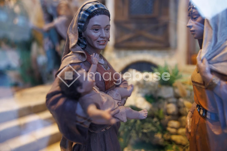 Sculpted Scene of Mother and Child