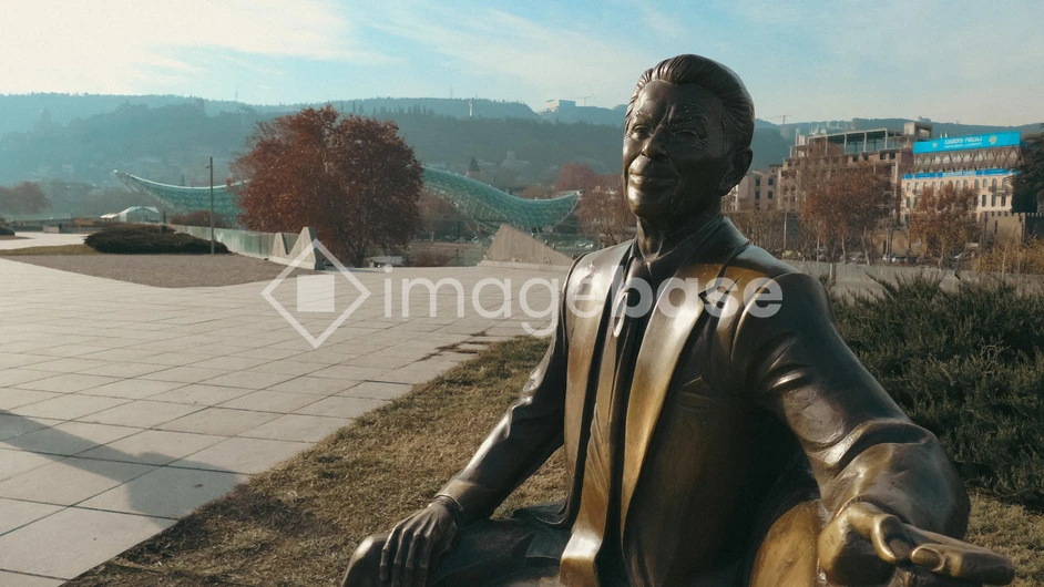 Bronze Statue in Urban Park