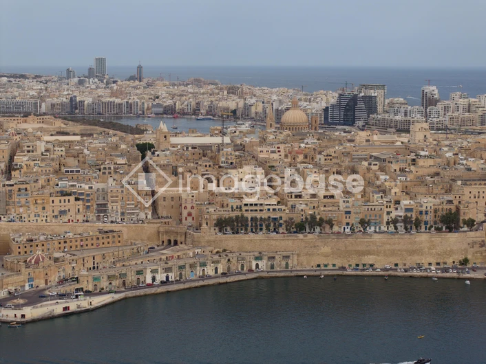 Aerial View of Historical City by the Sea