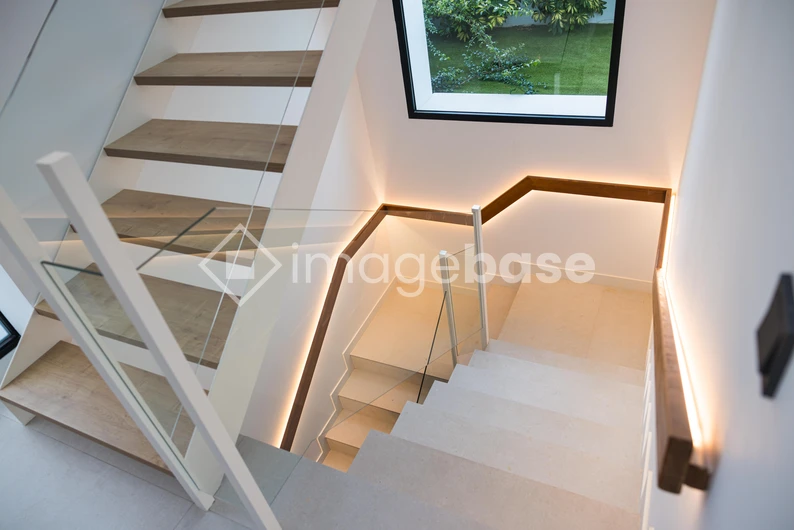 Modern Staircase with Glass Railing