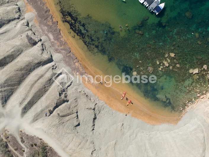 Aerial View of Coastal Kayaking