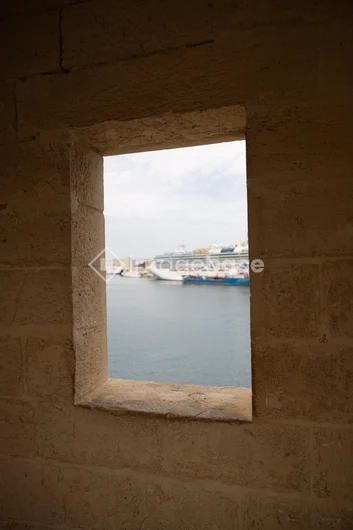 Harbor View through Stone Window