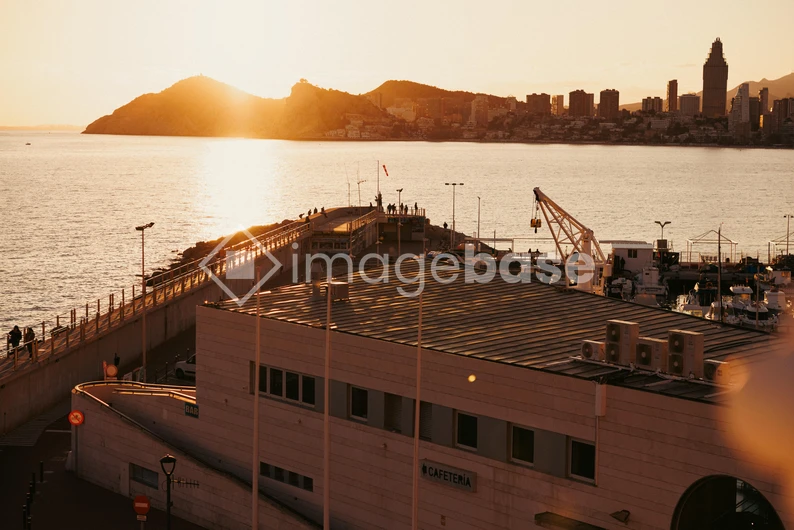 Sunset Over Seaside City