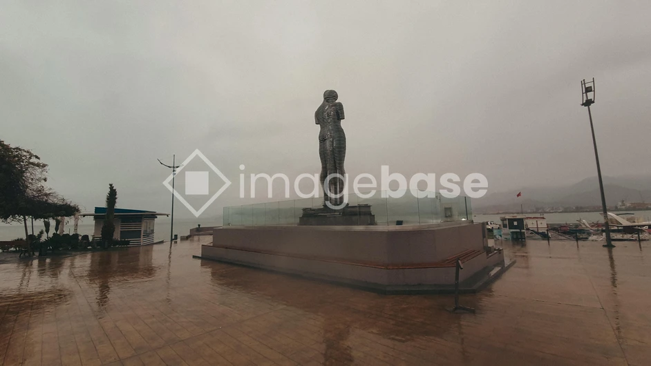 Rainy Seaside Promenade