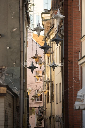 Charming Alley with Hanging Stars