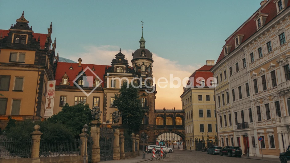 Historic European Street at Sunset