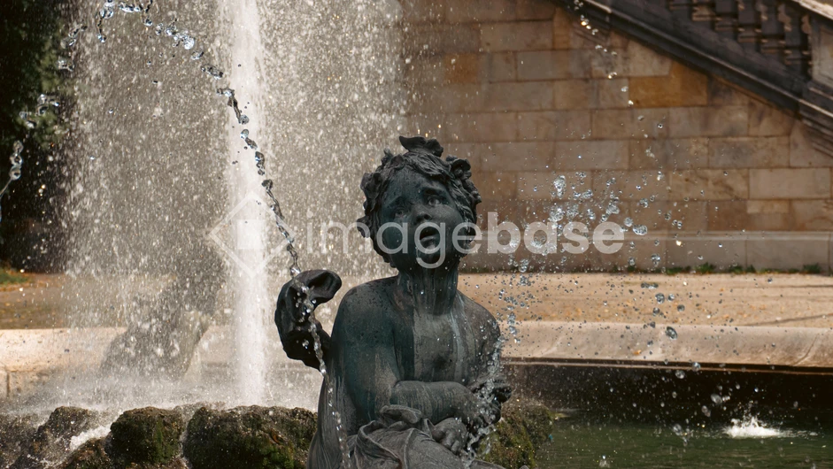 Bronze Statue at Fountain