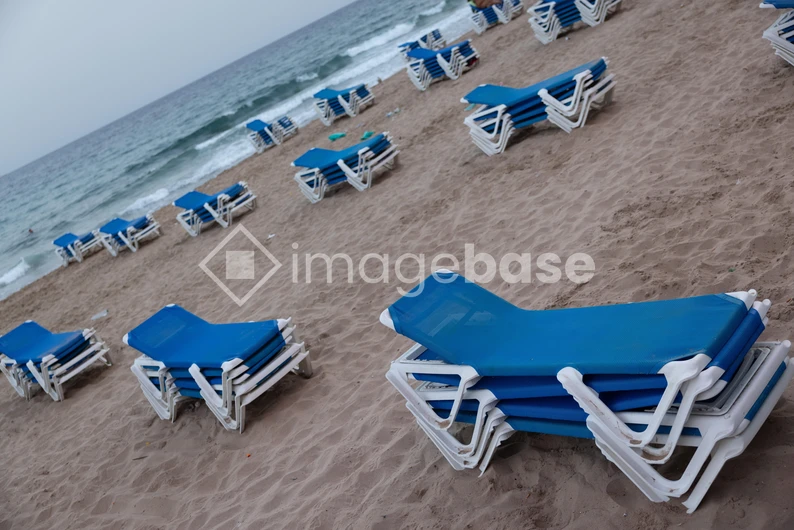 Empty Beach Loungers