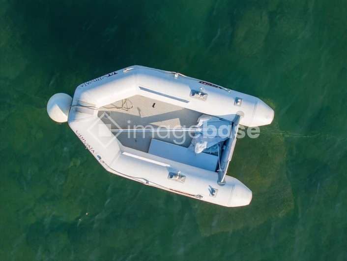 Aerial View of Inflatable Boat on Water