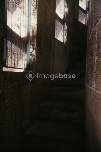 Shadowed Stone Staircase