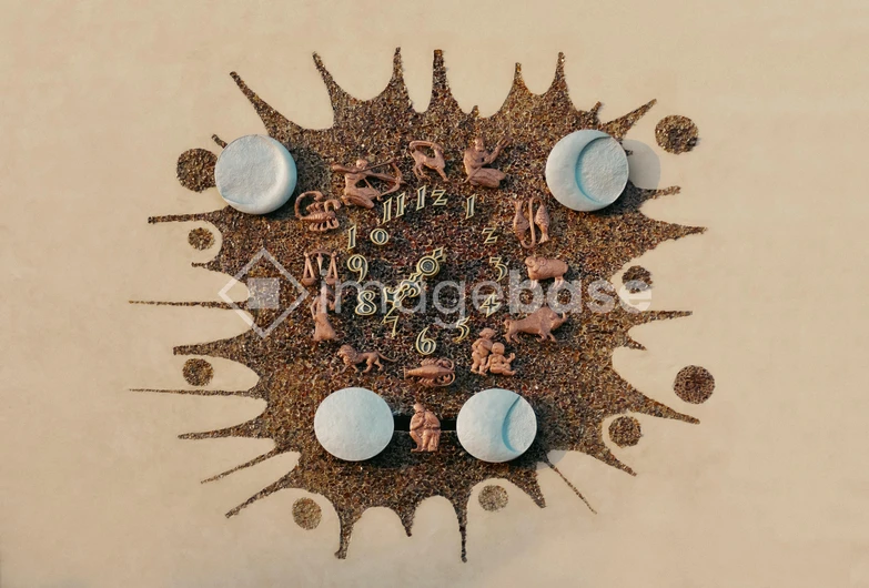 Abstract Sand Artwork with Zodiac Symbols