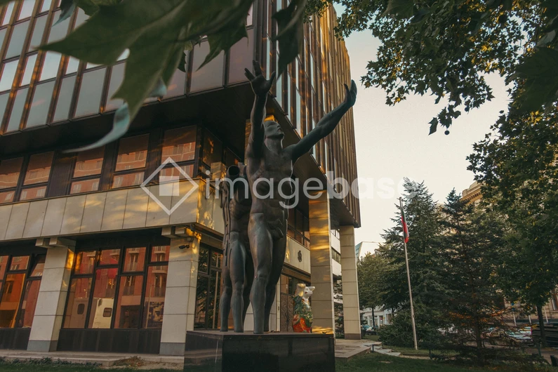 Modern Sculpture in Urban Setting