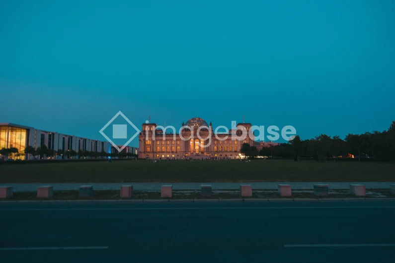 Illuminated Landmark at Dusk