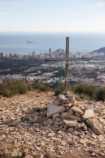 Coastal City View with Rocky Cross