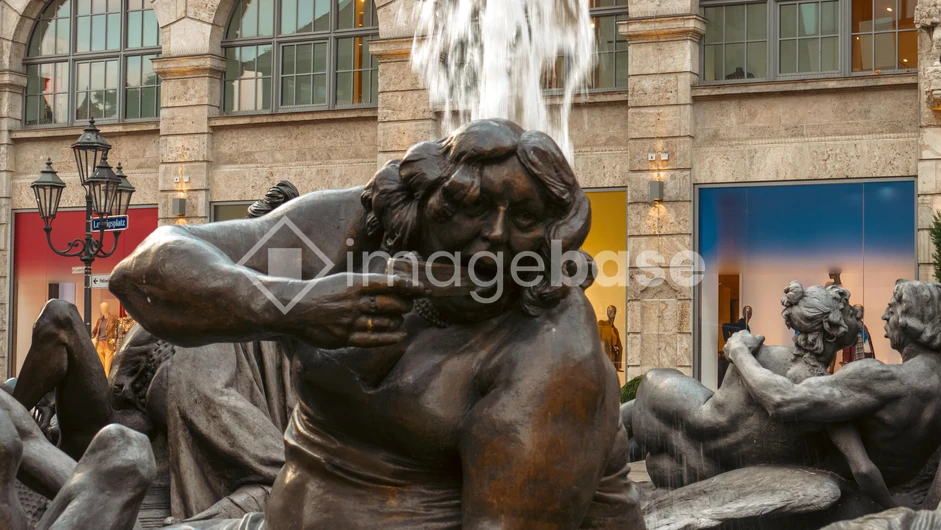 Statue Fountain in Urban Setting