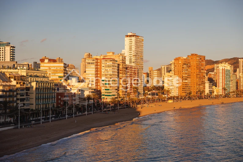 Sunset Beachfront Cityscape