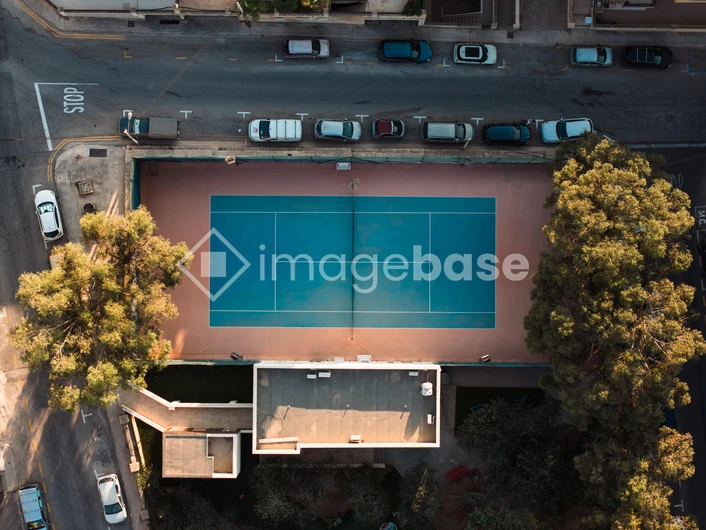 Urban Tennis Court Aerial View