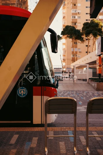 Urban Street Scene with Bus