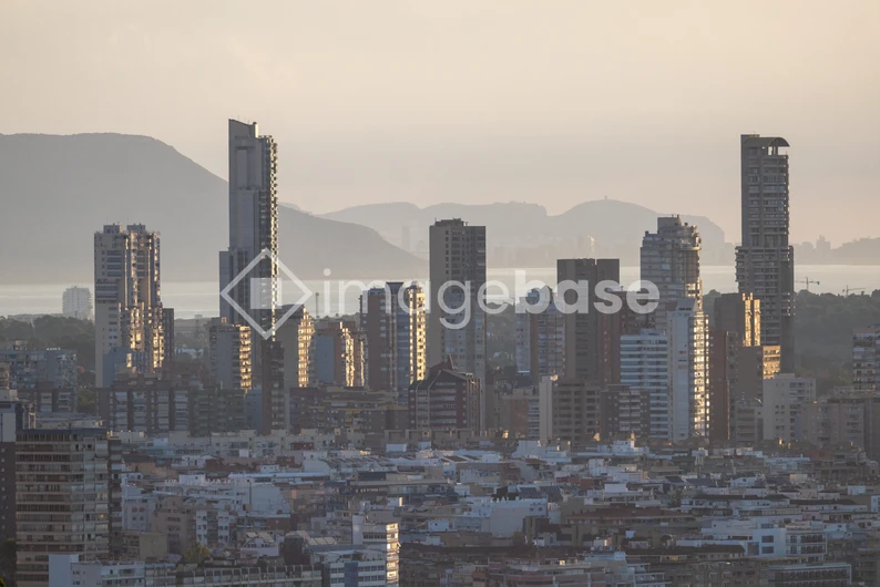 Sunset over City Skyline
