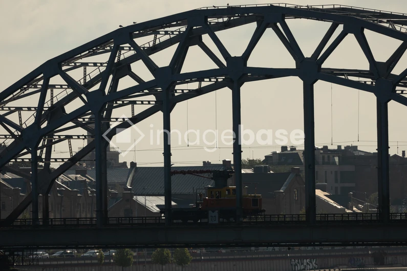 Silhouette of Bridge in Cityscape
