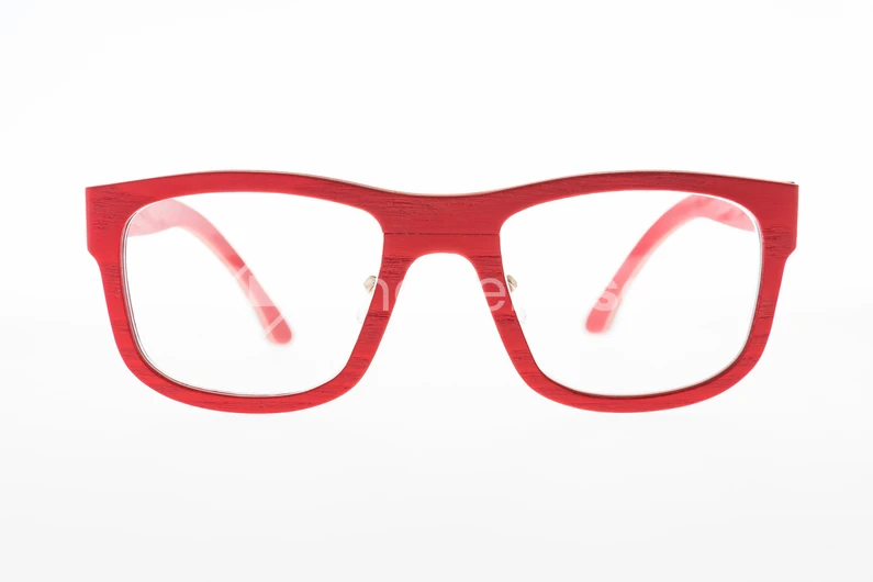 Red Glasses on White Background
