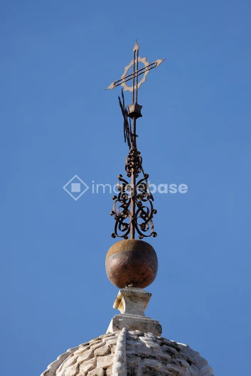 Intricate Church Spire Against Blue Sky