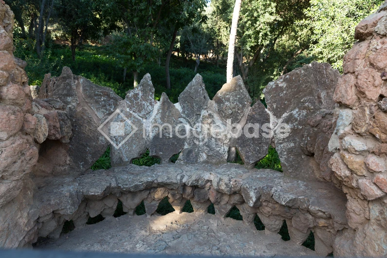 Stone Bench in a Forest