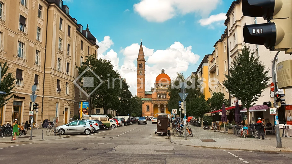 Urban Street View with Historic Building