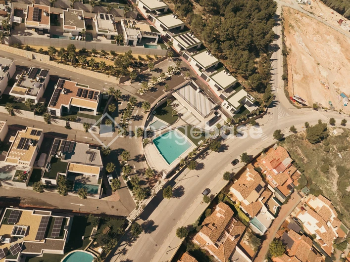 Aerial View of Urban Neighborhood