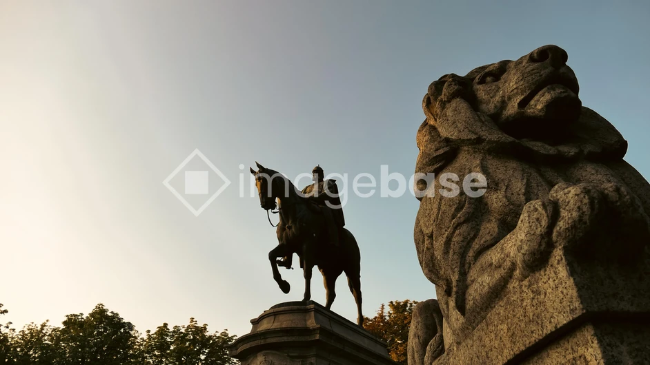 Statue Silhouette at Dusk