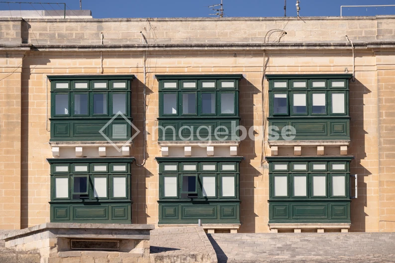 Traditional Green-Windowed Building