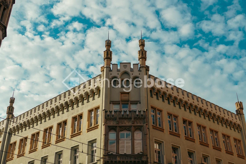 Historic Building with Cloudy Sky