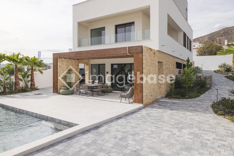Modern House with Poolside Patio