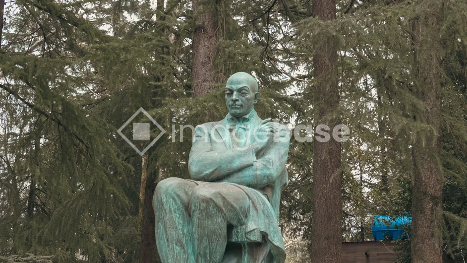 Statue in a Forested Area