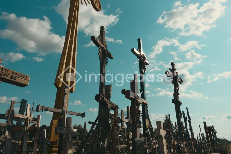 Cross Monument under Blue Skies