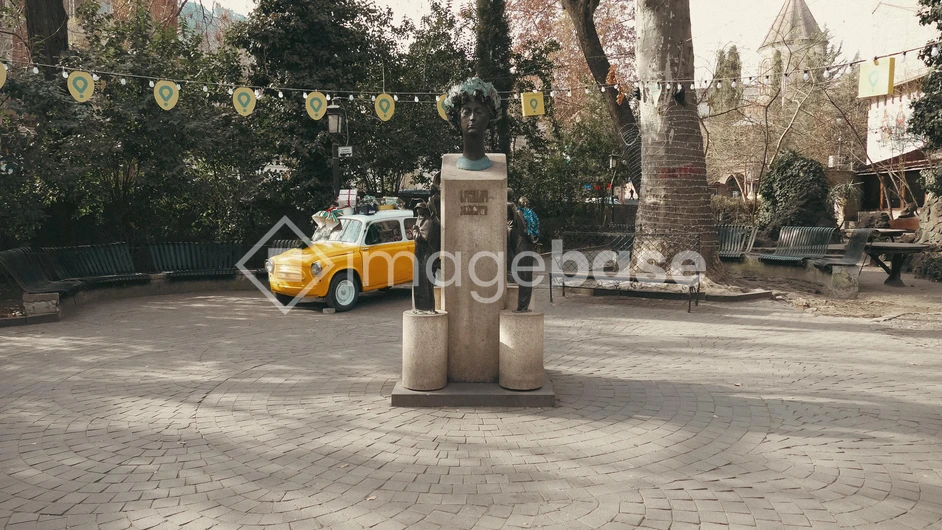 Charming European Square with Statue