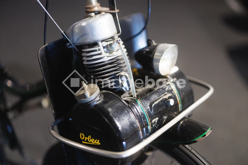 Close-Up of Vintage Bicycle Engine
