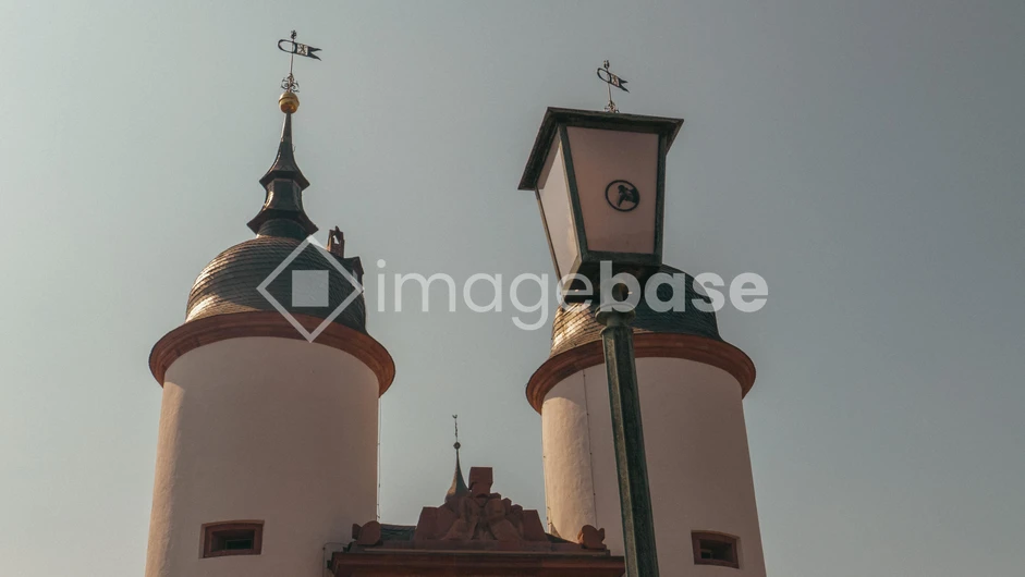 Historic Towers and Lamp Post