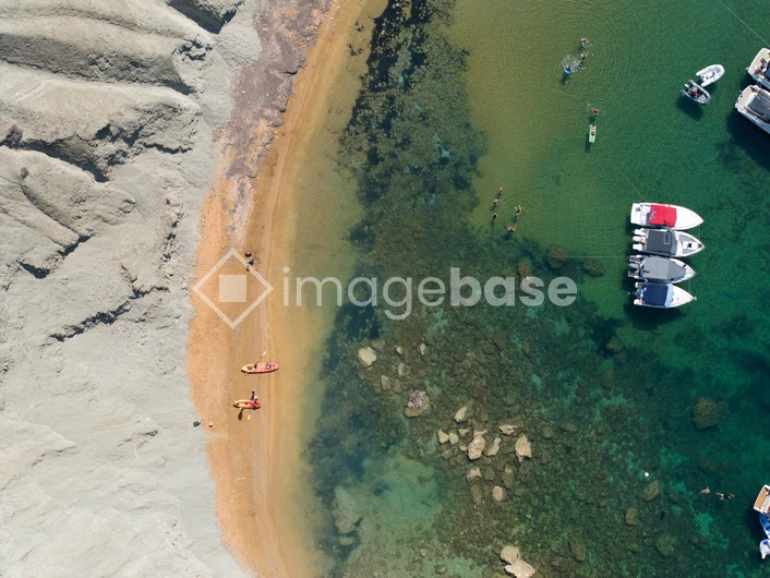 Aerial View of Beach and Boats