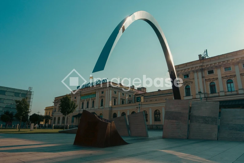 Modern Arch in Urban Landscape
