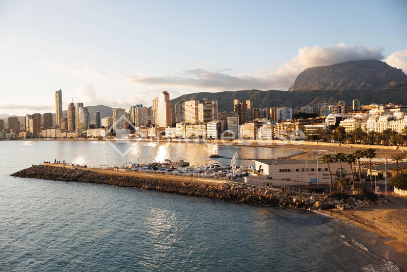 Coastal Cityscape at Sunset