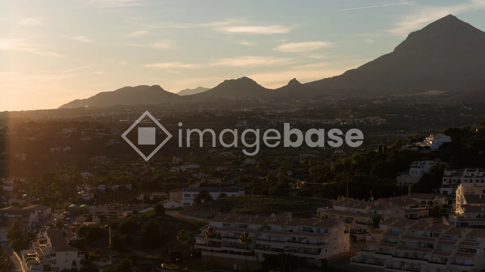 Sunset Over Mountain Town